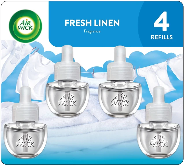 Main image of Air Wick Plug-in Scented Oil Warmer Air Freshener Refills, Fresh Linen, 4 Count