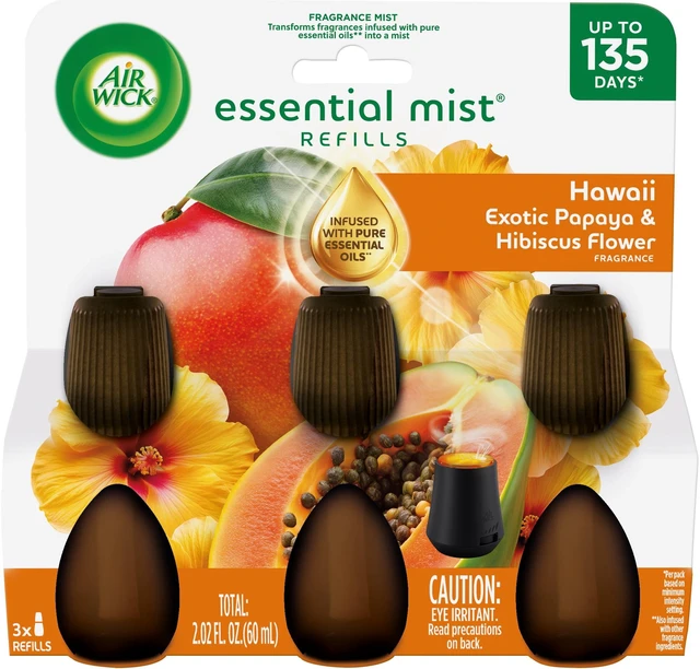 Alt view image 2 of 6 - Air Wick Essential Mist Scented Oil Cordless Diffuser Refills, Hawaii Exotic Papaya & Hibiscus, 3 Count