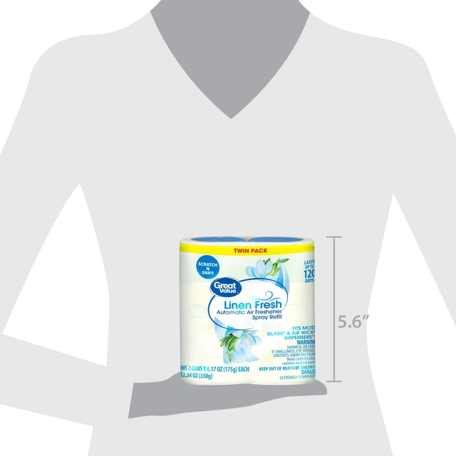 Alt view image 4 of 6 - Great Value 12.34fl oz 2 Count Automatic Air Freshener Spray Refill Linen Fresh