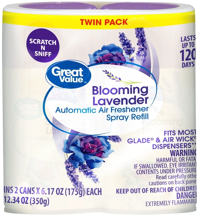 Main image of Great Value Automatic Air Freshener Spray Refill, Blooming Lavender, 2 x 6.17oz