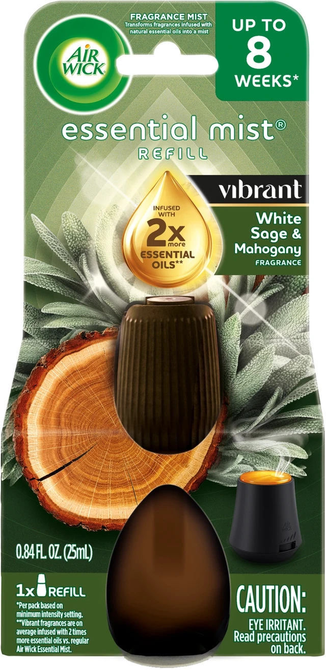 Alt view image 2 of 6 - Air Wick Essential Mist Vibrant Scented Oil Cordless Diffuser Refill, White Sage and Mahogany, 1 Count
