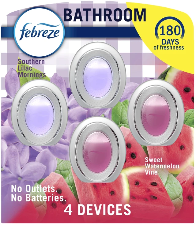 Main image of Febreze Small Spaces Air Freshener Sweet Watermelon & Southern Lilac Scent, 4 Count