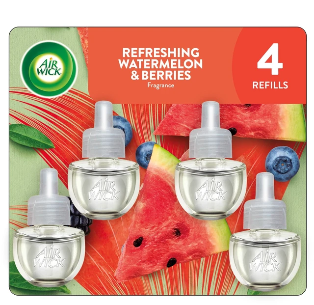 Main image of Air Wick Plug-in Scented Oil Warmer Air Freshener Refills, Refreshing Watermelon & Berries, 4 Count