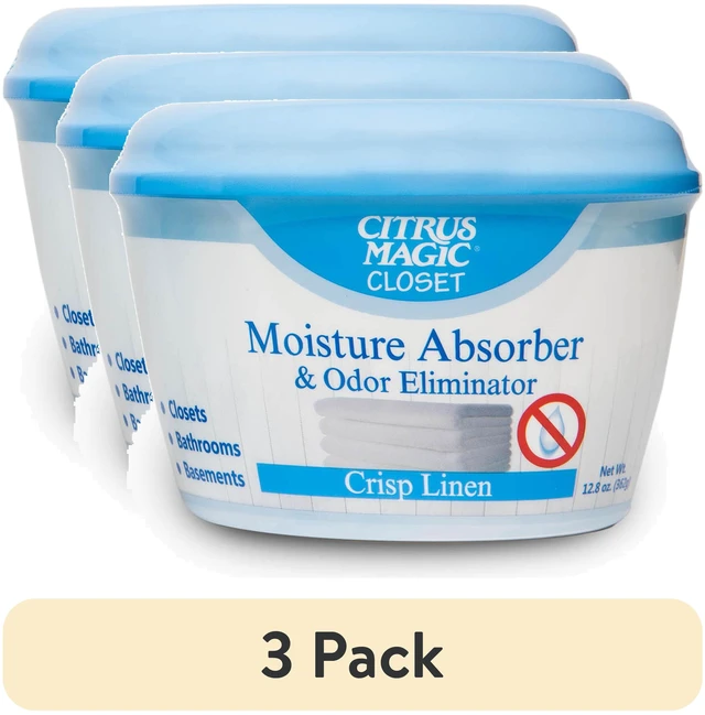 Main image of Citrus Magic 3 Pack Closet Moisture Absorber, Odor Eliminator & Air Freshener, Crisp Linen, 12.8 oz