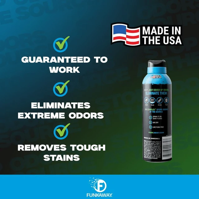 Alt view image 3 of 6 - FunkAway Odor Eliminator Air Freshener Aerosol Spray, 8 oz, Extreme Deodorizer Removes Shoe, Pet, Sweat, Smoke & Mildew Smells