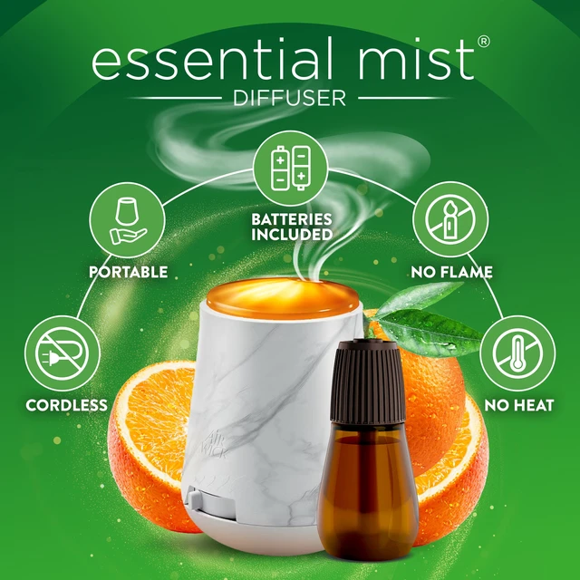 Alt view image 3 of 6 - Air Wick Essential Mist Vibrant Scented Oil Cordless Oil Diffuser Kit, Sparkling Mandarin & Clementine, 2 Piece
