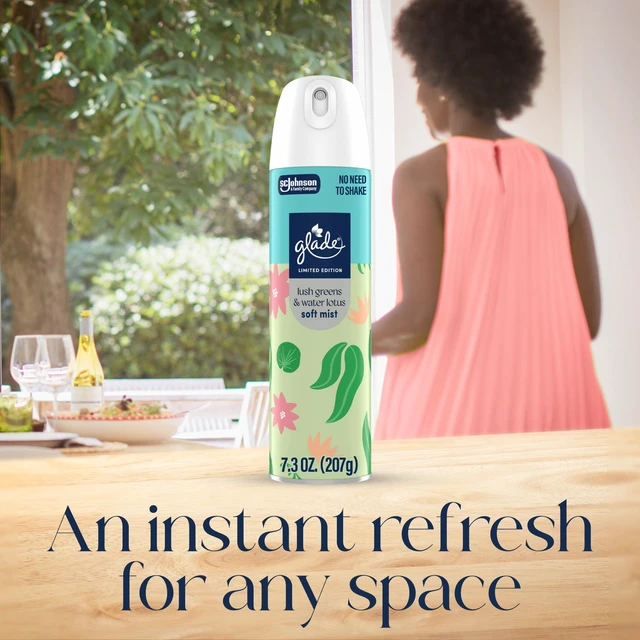 Alt view image 6 of 6 - Glade Odor Fighting Soft Mist Air Freshener Room Spray, Lush Greens & Water Lotus, 7.3oz, 1 Count