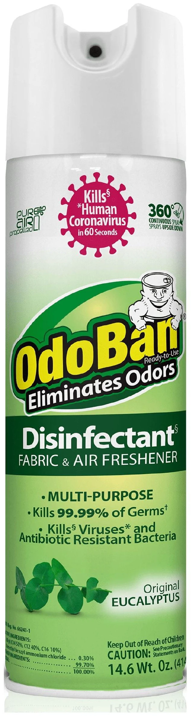 Main image of OdoBan Ready-to-Use 360-Degree Continuous Spray, Original Eucalyptus Scent, Odor Eliminator, Multipurpose Cleaner, Fabric and Air Freshener