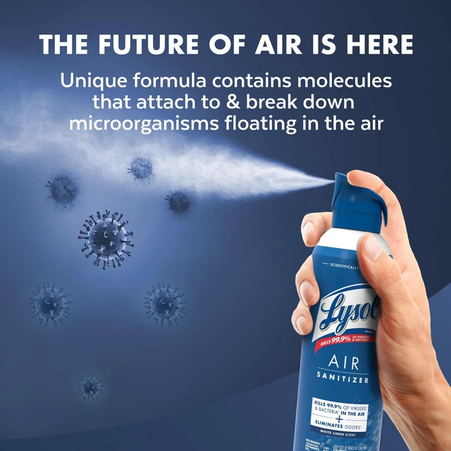 Alt view image 5 of 6 - Lysol Air Sanitizer Spray Bacterial Odor Elimination Air Freshener Alternative White Linen Scent 10oz
