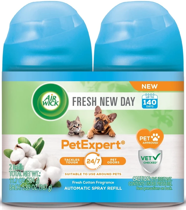 Main image of Air Wick Automatic Spray Pet Expert 2ct Fresh New Day Fresh Cotton Air Freshener Essential Oils