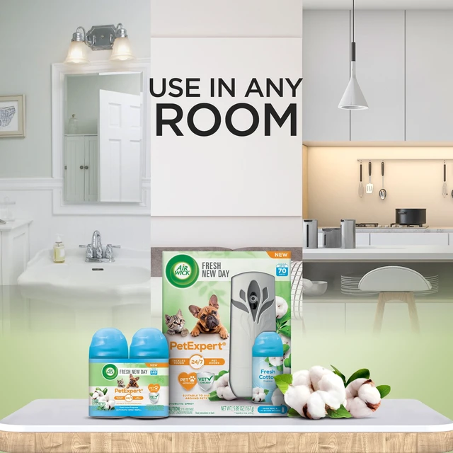 Alt view image 3 of 6 - Air Wick Automatic Spray Pet Expert 2ct Fresh New Day Fresh Cotton Air Freshener Essential Oils