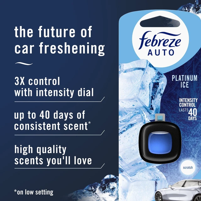 Alt view image 3 of 6 - Febreze Platinum Ice Auto Car Air Freshener, Odor-Fighting Car Vent Clip, 2 Count
