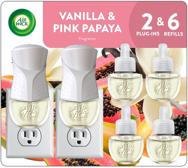 Main image of Air Wick Plug-in Scented Oil Air Freshener Warmer Starter Kit, Vanilla and Pink Papaya, 8 Piece