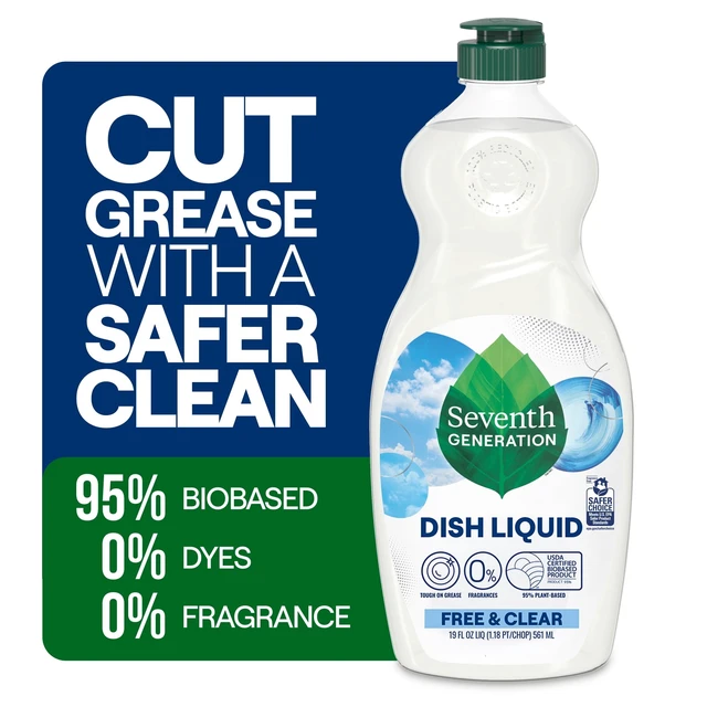 Alt view image 3 of 5 - Seventh Generation Free & Clear Dish Soap, Fragrance Free, Liquid, 19 fl oz, 2 Pack