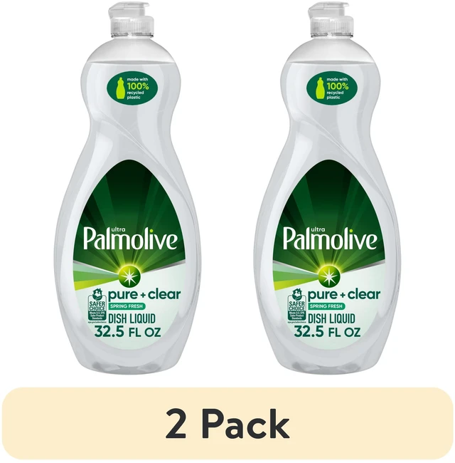 Main image of Palmolive Ultra Pure + Clear Liquid Dish Soap, 2-Pack, 32.5fl oz, Spring Fresh Scent