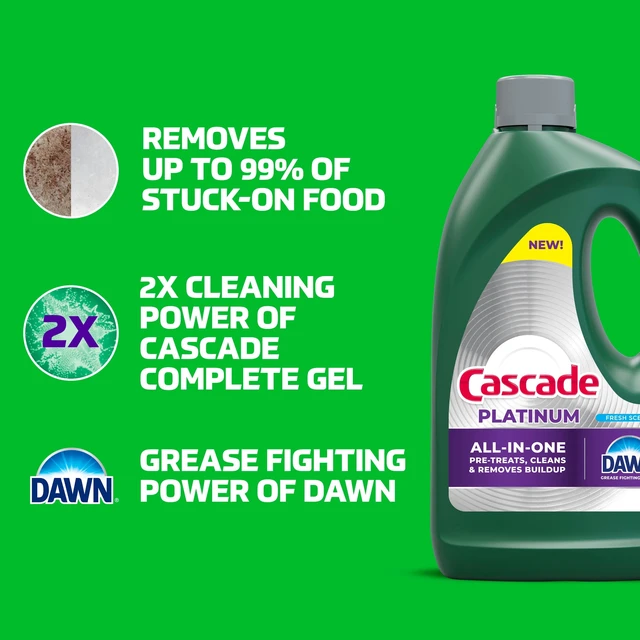 Alt view image 4 of 5 - Cascade Platinum Dishwashing Liquid Gel, Lemon, 75oz