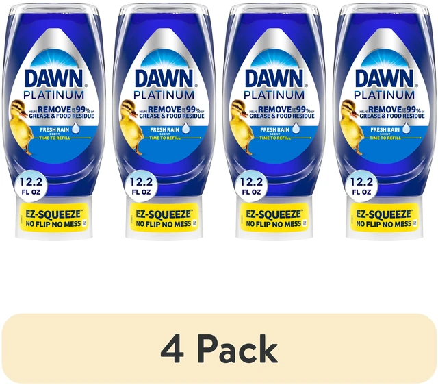 Main image of 4 Pack Dawn Platinum EZ-Squeeze Dish Soap Liquid, Fresh Rain, 12.2oz