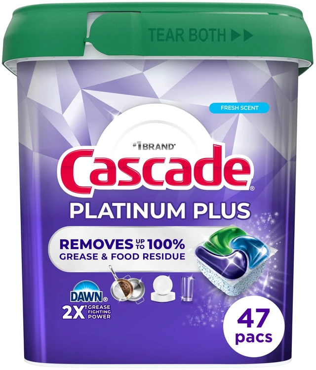 Main image of Cascade Platinum Plus Dishwasher Detergent Pods, Fresh, 47 Count