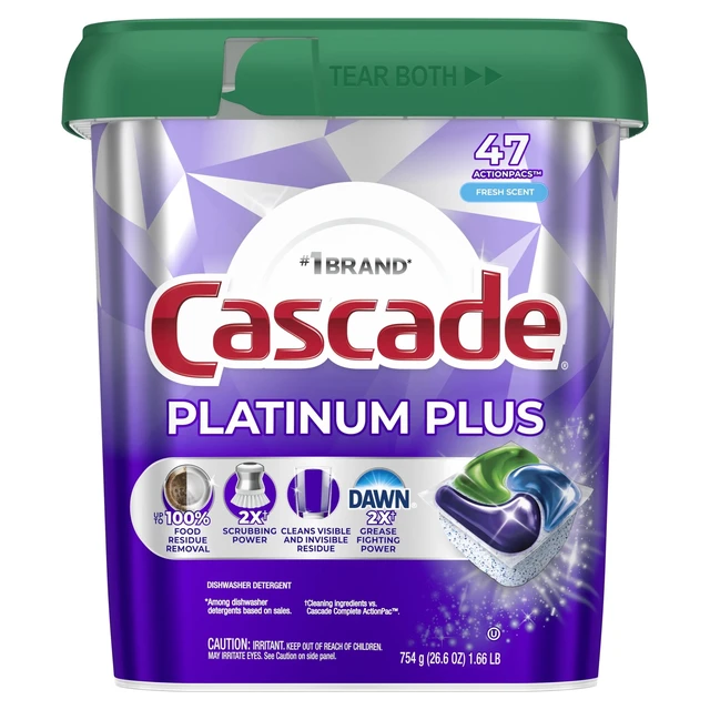 Alt view image 2 of 5 - Cascade Platinum Plus Dishwasher Detergent Pods, Fresh, 47 Count