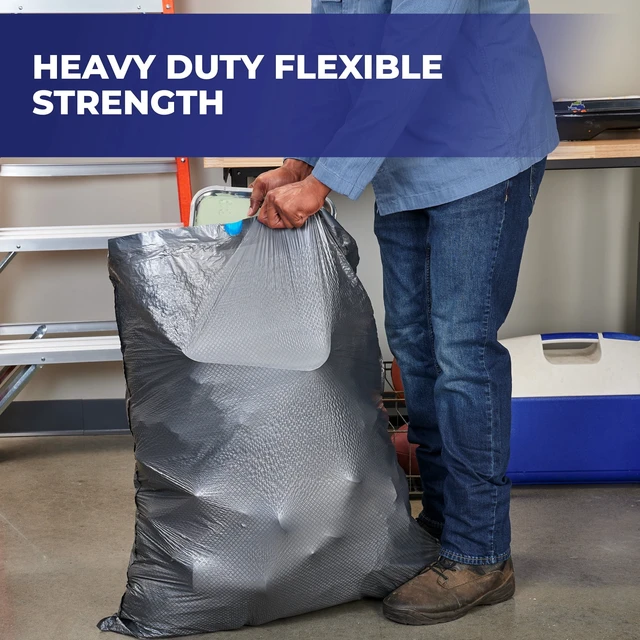 Alt view image 3 of 6 - Hefty Steelsak Heavy Duty Large Trash Bags, 33 Gallon, 30 Count, Gray, Unscented