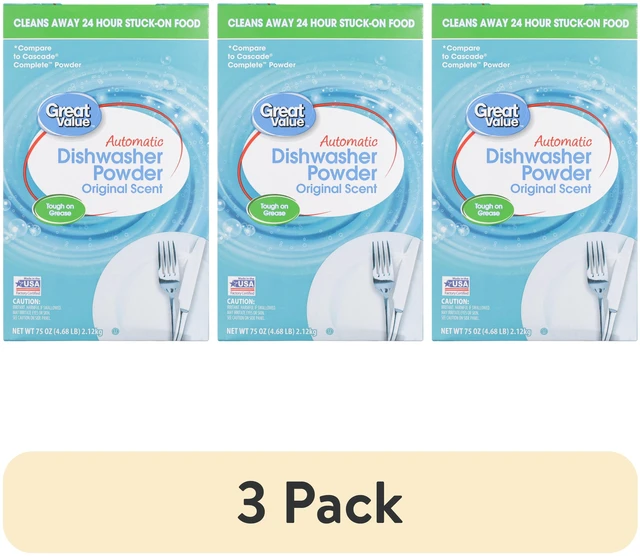 Main image of 3 Pack Great Value Automatic Dishwasher Powder, Original Scent, 75 oz