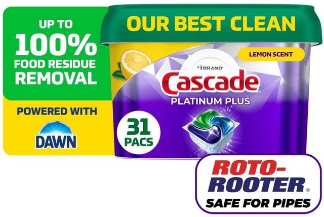 Main image of Cascade Platinum Plus Dishwasher Pods, Lemon, 31 Count