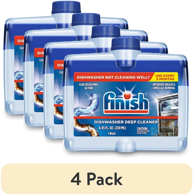 Main image of Finish Dual Action Dishwasher Cleaner, 4 Pack - Fight Grease and Limescale