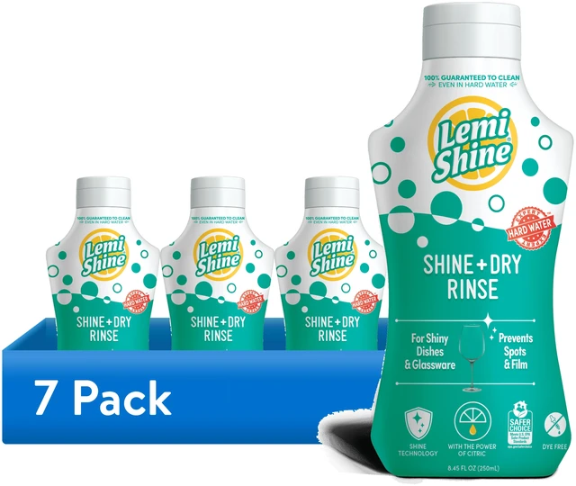 Main image of Lemi Shine Shine + Dry 7 Pack Dishwasher Rinse Aid, 8.45oz