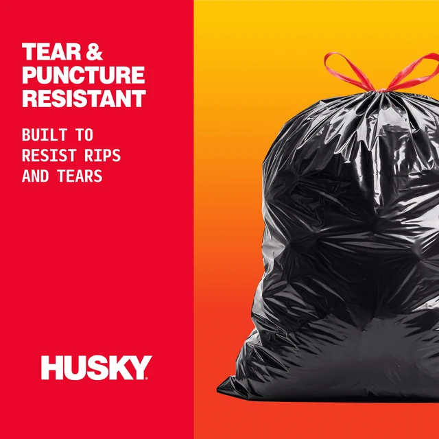 Alt view image 2 of 6 - Husky 39Gallon Drawstring Yard Bags, Black, 40Bags