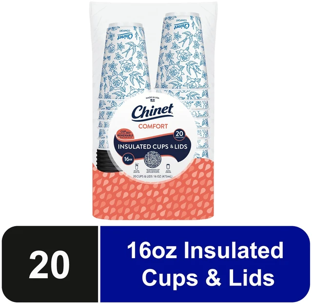 Main image of Chinet Comfort 16oz Premium Disposable Paper Hot Cups with Lids, 20 Count
