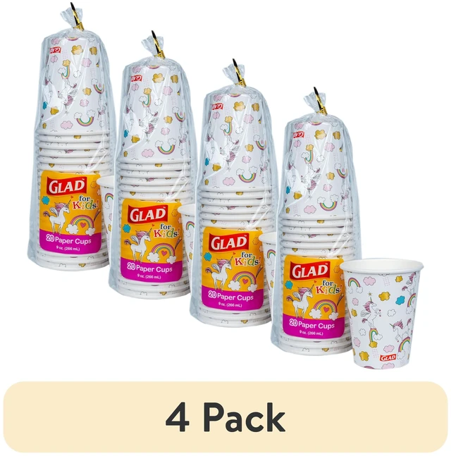 Main image of Glad Kids Unicorns Paper Cups, 9oz, 20ct, 4 Pack