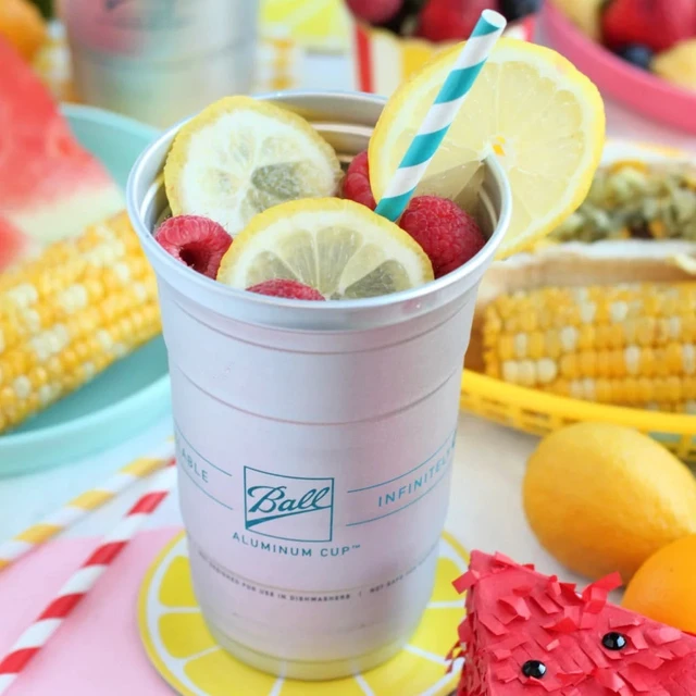 Alt view image 2 of 5 - Ball Aluminum Cold-Drink Cups 20 Oz Disposable Recyclable, Silver, 10 Count