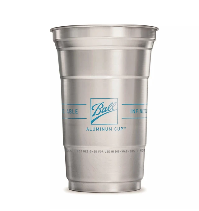 Alt view image 5 of 5 - Ball Aluminum Cold-Drink Cups 20 Oz Disposable Recyclable, Silver, 10 Count