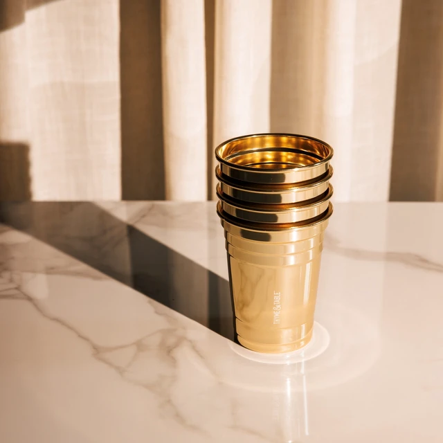Alt view image 2 of 4 - Thyme & Table 17fl oz Gold Party Cups, Set of 4