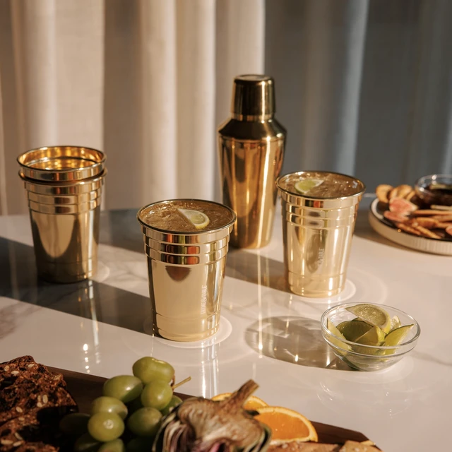 Alt view image 4 of 4 - Thyme & Table 17fl oz Gold Party Cups, Set of 4