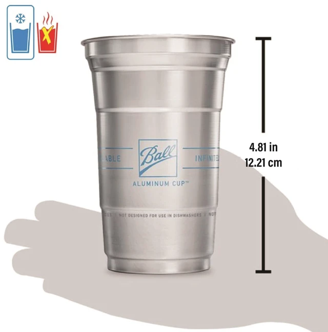 Alt view image 2 of 5 - Ball Aluminum Cup 16oz Disposable Recyclable Cold-Drink Cups, 24 Count