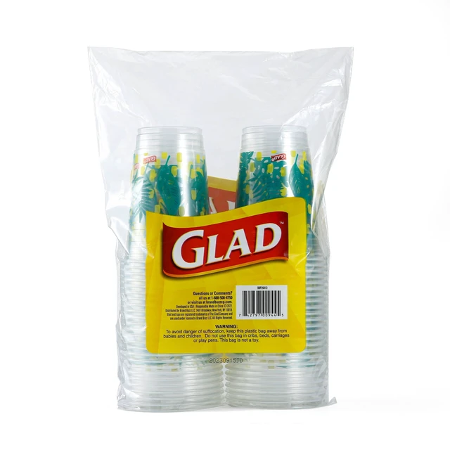 Alt view image 3 of 4 - Glad Everyday 18oz Printed Clear Plastic Cups 50ct Palm Leaves