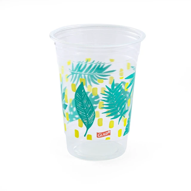 Alt view image 4 of 4 - Glad Everyday 18oz Printed Clear Plastic Cups 50ct Palm Leaves