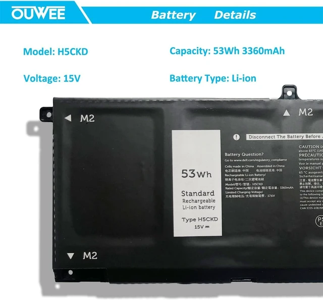 Alt view image 7 of 10 - H5CKD Battery Replacement for Dell Inspiron 5400 5406 7405 7300 7306 7500 7506 2-in-1 Silver 5300 5301 5401 5402 5408 5409 5501 5502 5508 5509 Series Latitude 3410 3510 Vostro 5300 5301 7T8CD