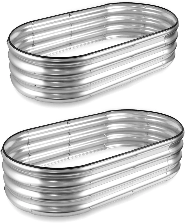 Alt view image 8 of 14 - JERIA Raised Garden Bed,Galvanized Raised 2 Pcs 4×2×1ft Planter Boxes Outdoor with Easy Assembly, Large Garden Bed for Vegetables, Fruits, Flower