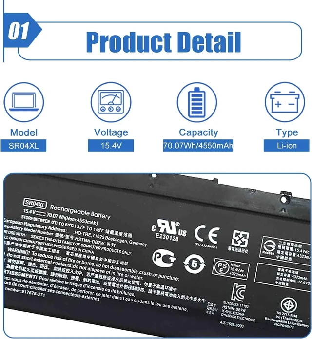 Alt view image 8 of 12 - Dentsing SR04XL SR03XL 917724-855 Laptop Battery Replace for HP Omen 15 15-CE0XX 15-DC0XX 15-CE198WM 15-CE015DX Pavilion 15-CB0XX 15-CB041NR 15-CX0056WM Series l08855-855
