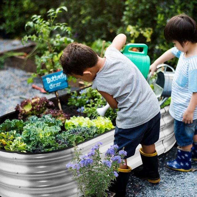 Alt view image 13 of 14 - JERIA Raised Garden Bed,Galvanized Raised 2 Pcs 4×2×1ft Planter Boxes Outdoor with Easy Assembly, Large Garden Bed for Vegetables, Fruits, Flower