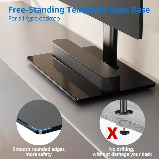 Alt view image 10 of 14 - MOUNTUP Vertical Dual Monitor Stand, Stack Two Screens up to 32 inches,17.6 Lbs, Free-Standing Monitor Desk Mount, Monitor Riser with Swivel, Tilt, Height Adjustable, VESA Stand 100 x 100mm, 75 x 75mm