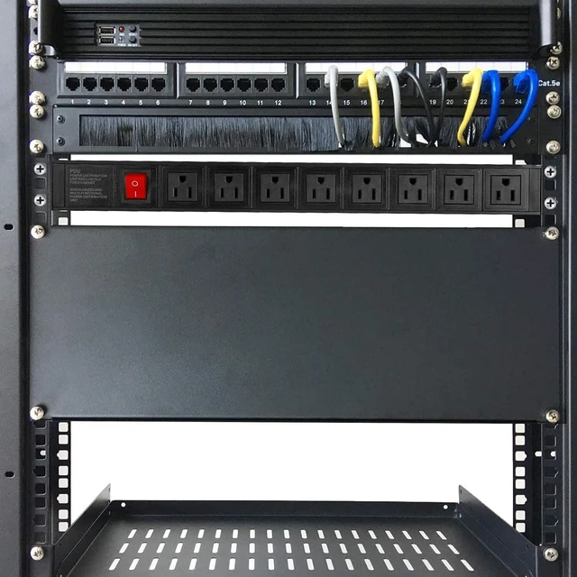 Alt view image 10 of 14 - BTU Power Strip Surge Protector Rack-Mount PDU, 8 Right Angle Outlets Wide-Spaced, Mountable Power Strip Heavy Duty for Server Racks, Commercial, 300J (Black 6FT)