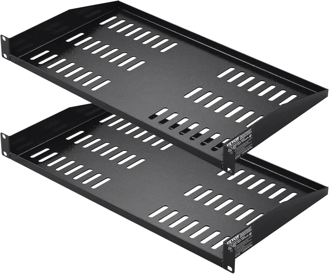 Alt view image 8 of 14 - VEVOR 2PCS 1U Server Rack Shelf, Universal Vented Rack Mount Cantilever Tray for 19 inch Network Equipment Rack & Cabinet, 10" Deep Rack Mount Shelf, Weight Capacity 50 lbs Wall Mount Rack Shelf