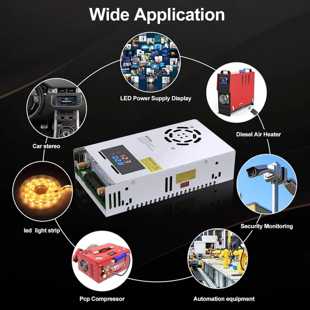 Alt view image 14 of 14 - IMAYCC Adjustable Power Supply with LED Display - 110V AC to 24V DC Converter 480W 20A