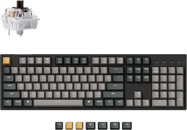 Alt view image 8 of 14 - Keychron C2 Pro Wired Custom Mechanical Keyboard Full Size Layout QMK/VIA Programmable Macro RGB Backlit with Hot-Swappable Keychron K Pro Brown Switch OEM Profile PBT Keycaps for Mac Windows Linux