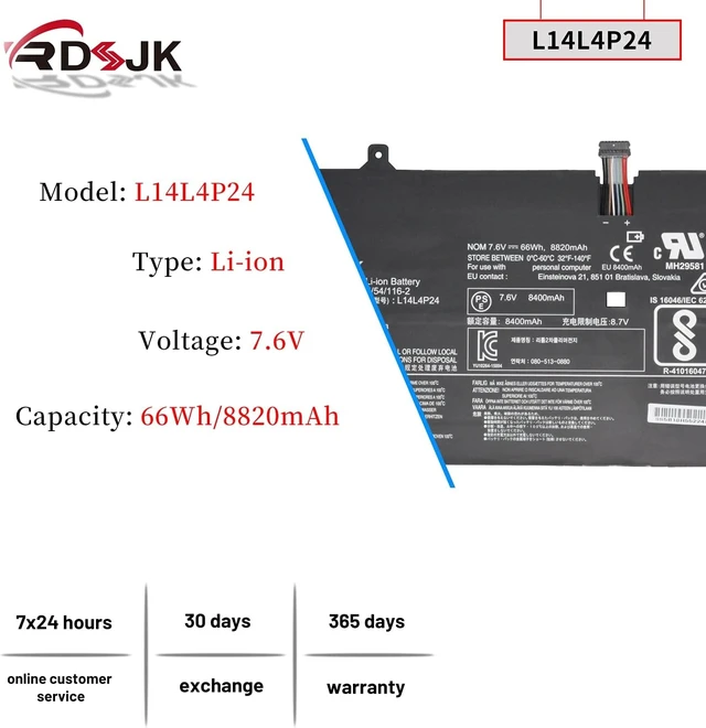 Alt view image 9 of 14 - L14L4P24 L14M4P24 Laptop Battery for Lenovo Yoga 900 900-13ISK 900-131SK 900-13ISK2 900-IFI 900-ISE Yoga 3 Pro 4Pro 4 Pro 900 900-13ISK 80MK 80SD 900-13ISK2 80UE Series 5B10H43261 5B10H55224 7.5V 66Wh