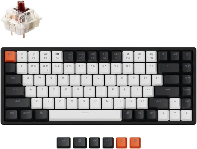 Alt view image 8 of 14 - Keychron K2 Wireless Bluetooth/USB Wired Gaming Mechanical Keyboard, Hot-swappable 75% Layout 84 Keys RGB LED Backlight, Aluminum Frame for Mac Windows, Gateron G Pro Brown Switch, Version 2