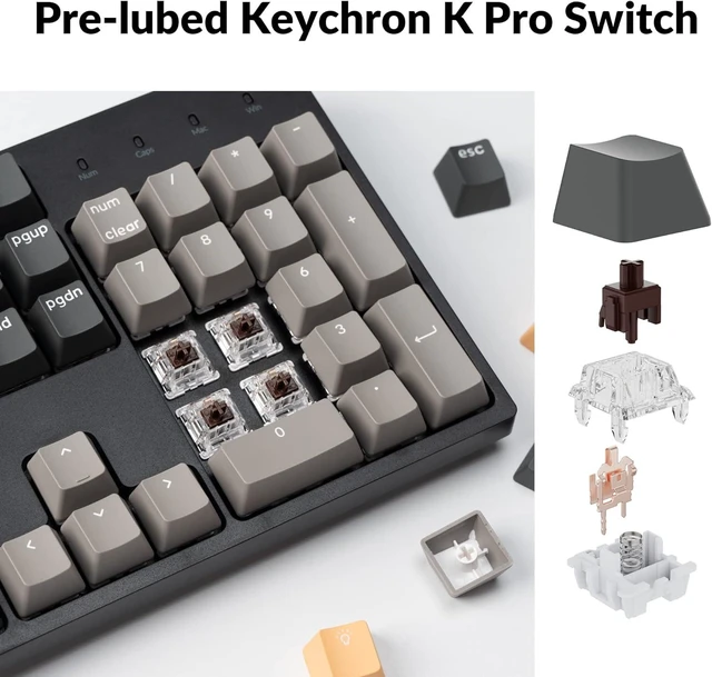 Alt view image 14 of 14 - Keychron C2 Pro Wired Custom Mechanical Keyboard Full Size Layout QMK/VIA Programmable Macro RGB Backlit with Hot-Swappable Keychron K Pro Brown Switch OEM Profile PBT Keycaps for Mac Windows Linux